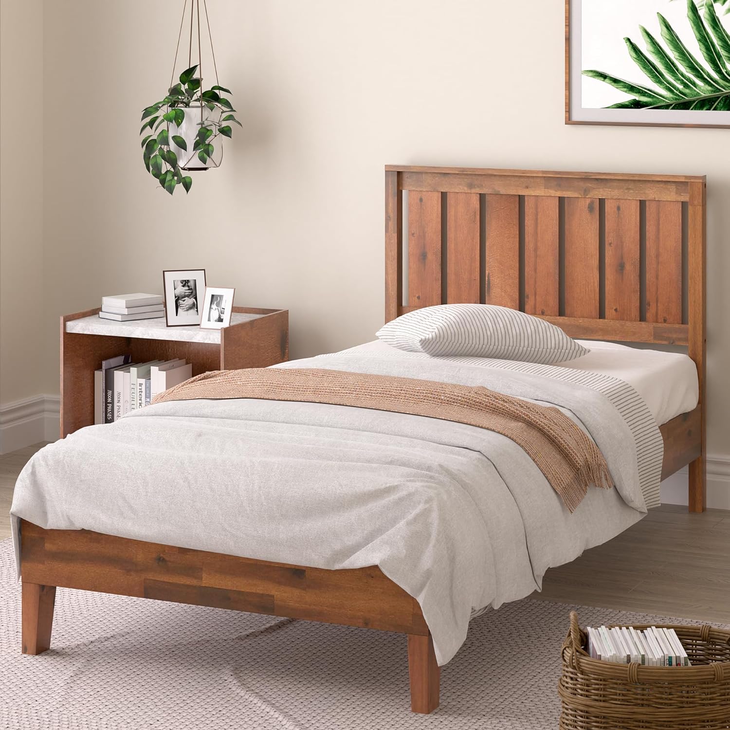 ZINUS Wen Deluxe Wood Platform Bed Frame Solid Foundation Wooden Slat