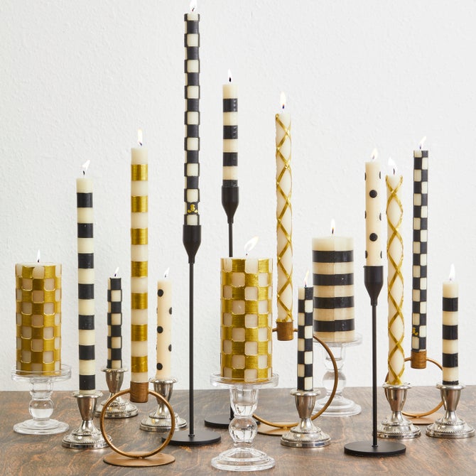 Mini Black & Ivory Dinner Candles, Set of 6