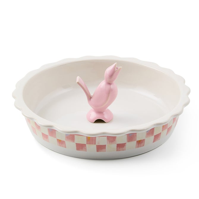 Rosy Check Everyday Pie Plate with Pie Bird