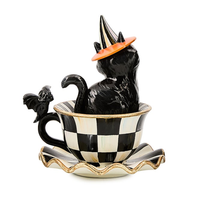 Courtly Check Teacup Cat Decor