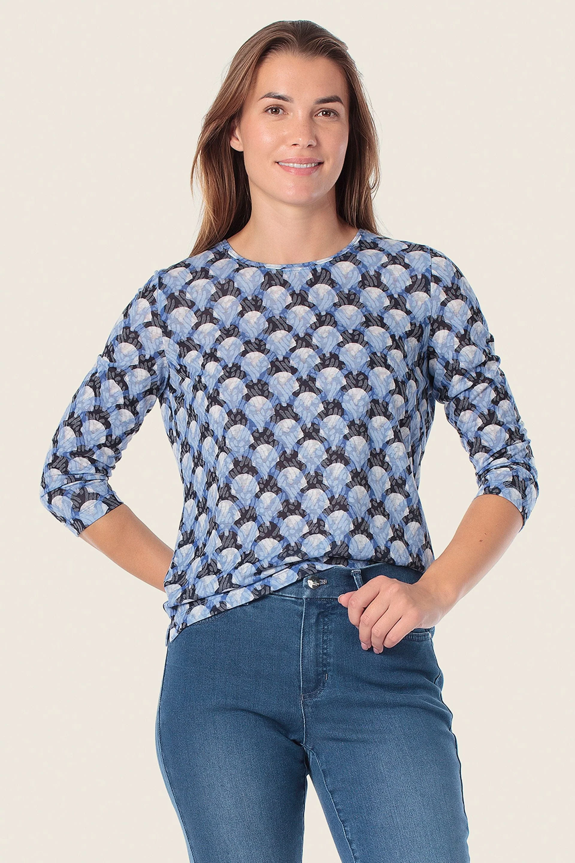T-Shirt mit 3/4 Arm und Muster