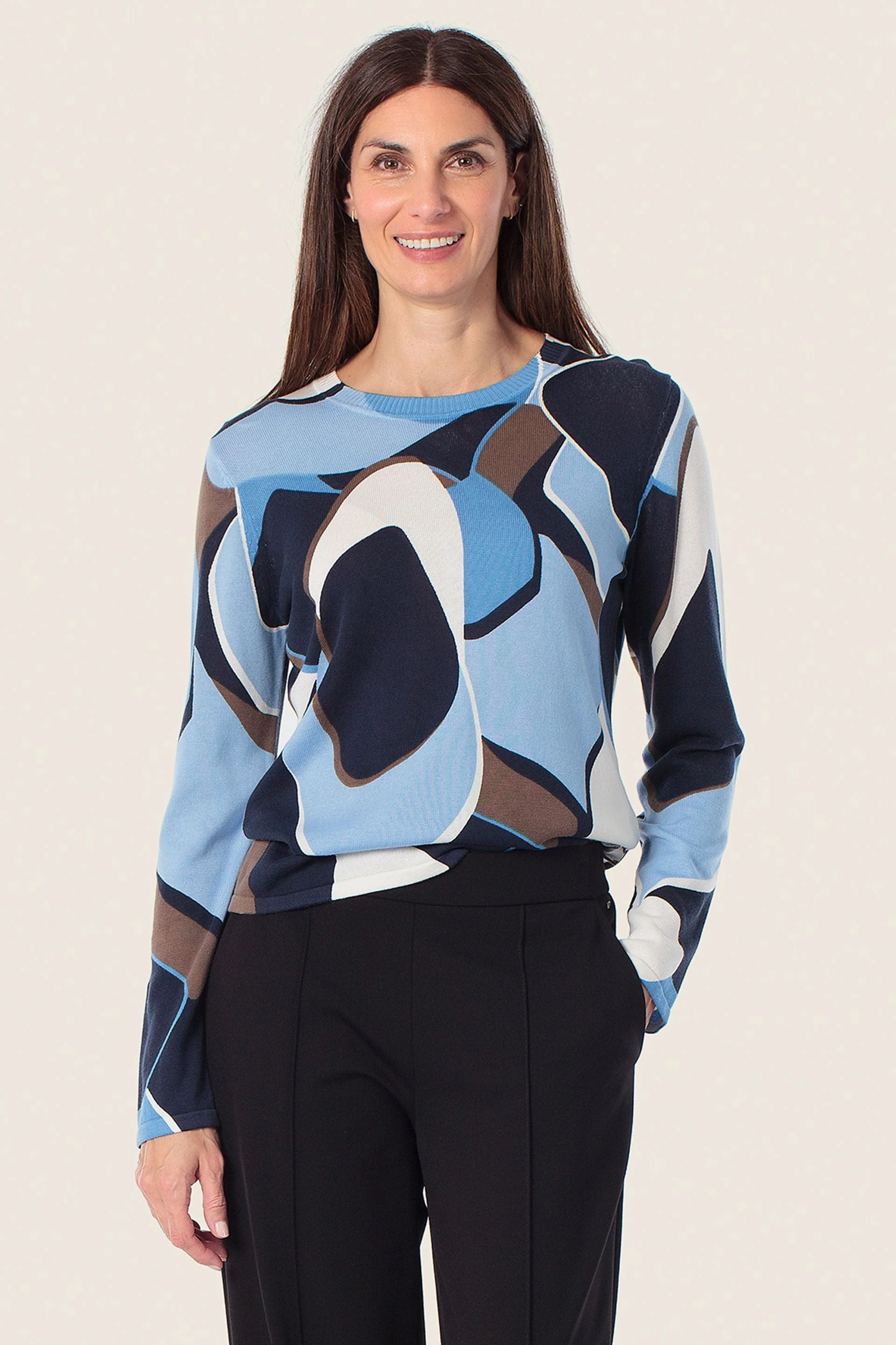 Baumwoll Pullover abstrakter Druck