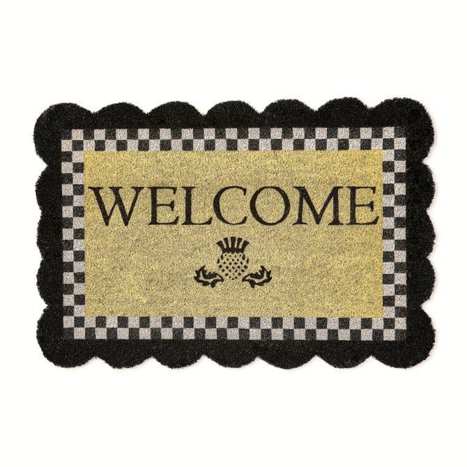 Black Scalloped Welcome Entrance Mat