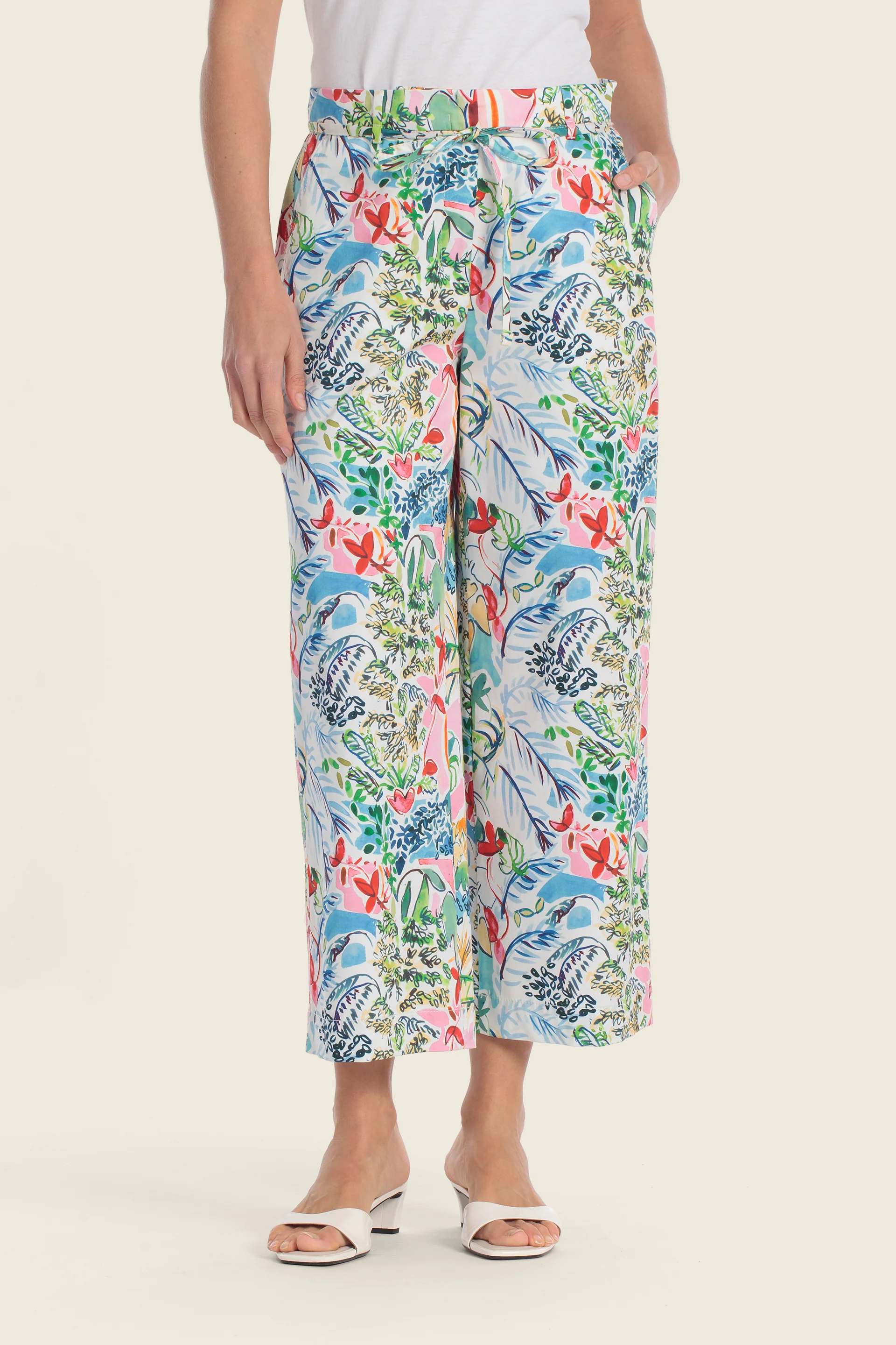 Bedruckte Baumwollhose mit geradem Bein