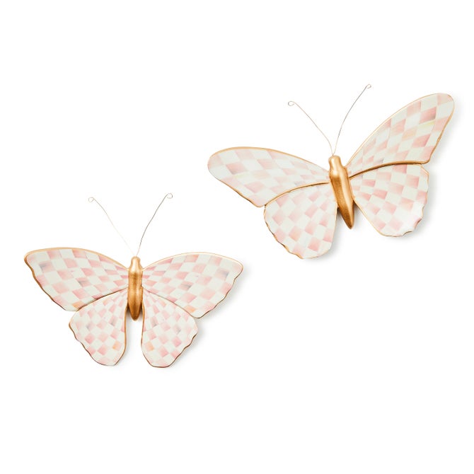 Rosy Check Wall Decor Butterfly Duo