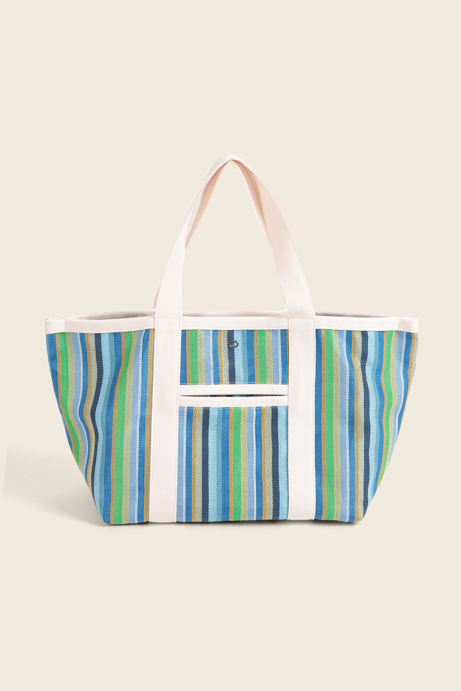 Gestreifte Strandtasche mit mehreren Fächern