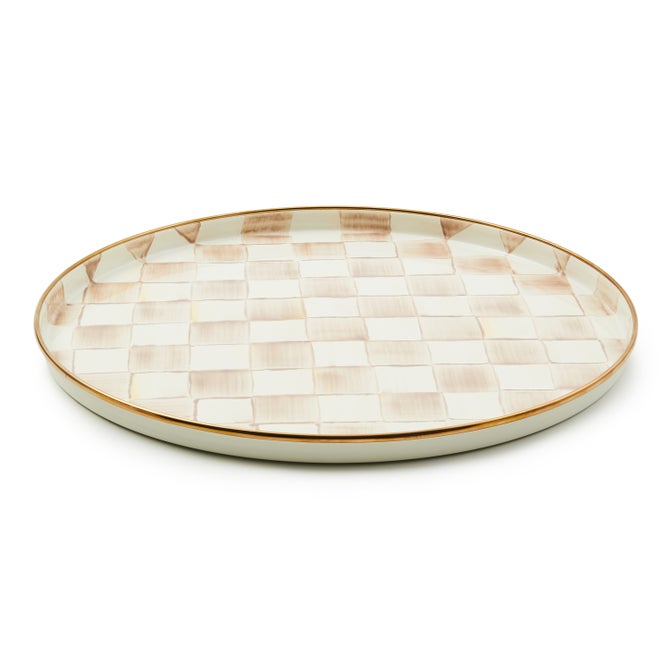 Mocha Check Round Tray