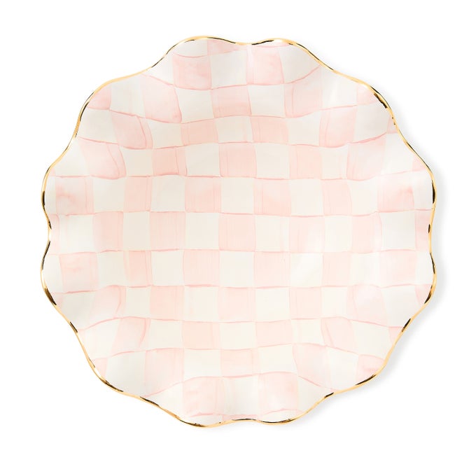 Rosy Check Medium Ceramic Fluted Serving Bowl