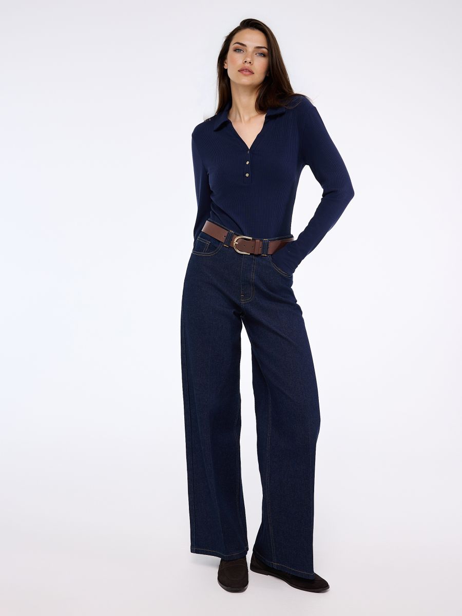 Granatowy longsleeve z lyocellem