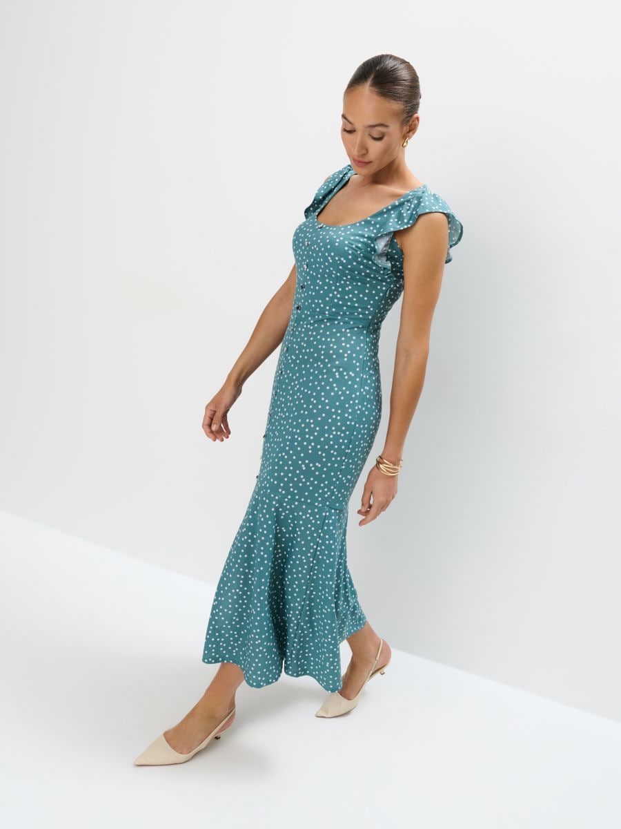 Letnia burgundowa sukienka midi