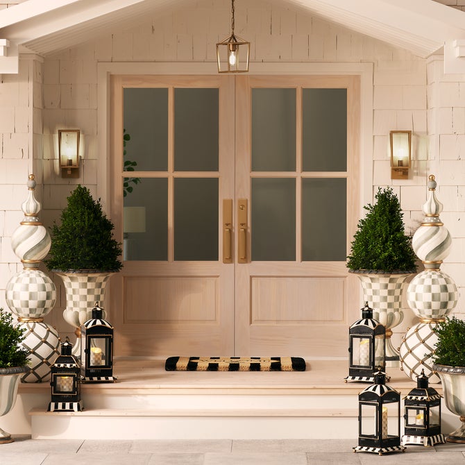 Sterling Check Pedestal Urn