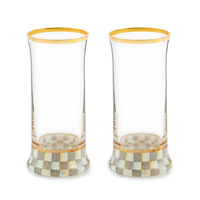 Sterling Check Highball Glass, Set of 2