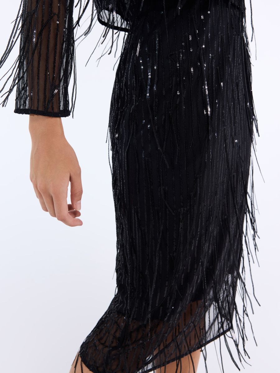 Spódnica midi z frędzlami