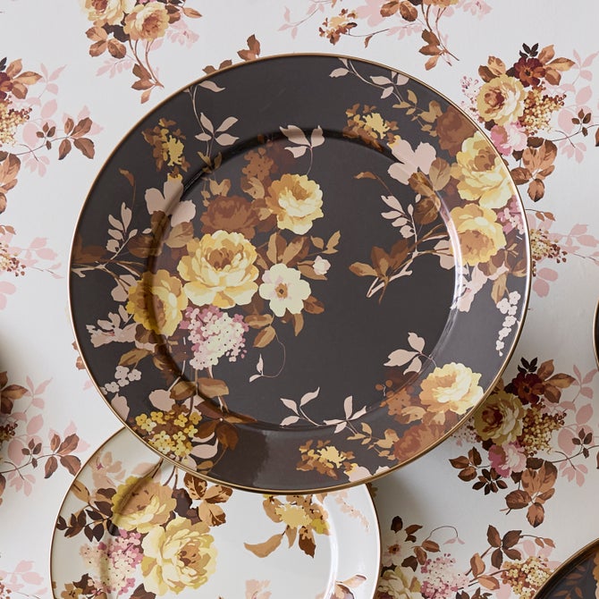 Wild Rose Brown Round Tray