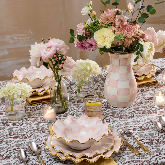 Check Fluted Ceramic Breakfast Bowl