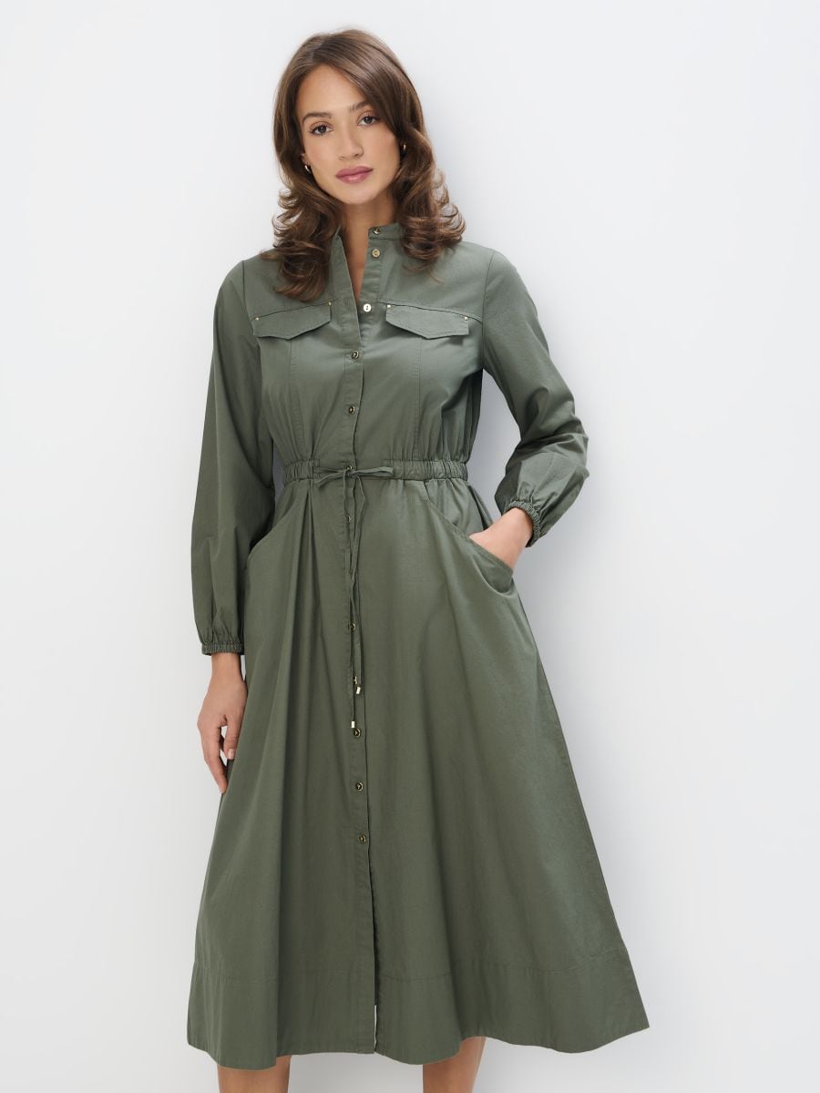 Koszulowa sukienka midi z bawełny