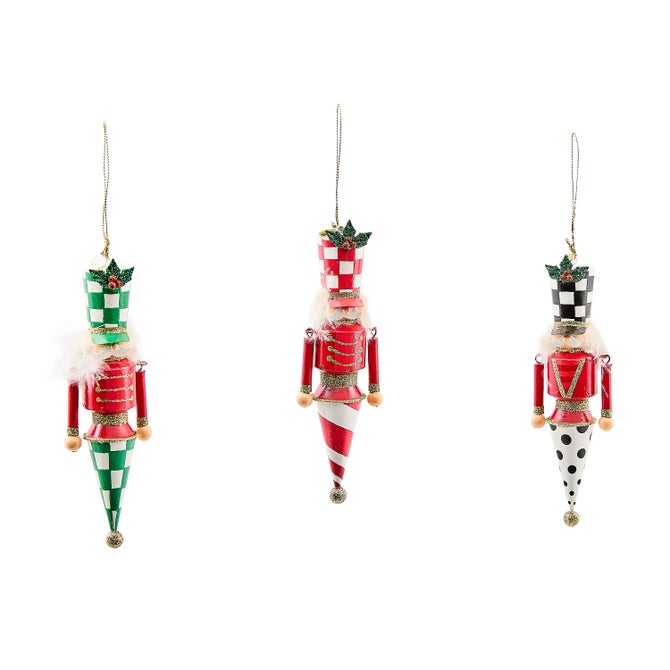 Check It Out Tin Nutcracker Ornaments, Set of 3