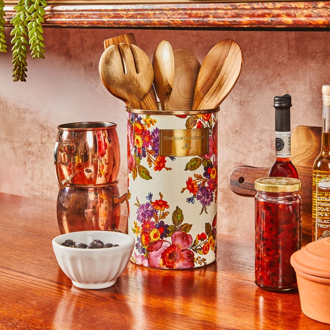 Floral Enamelware Utensil Holder