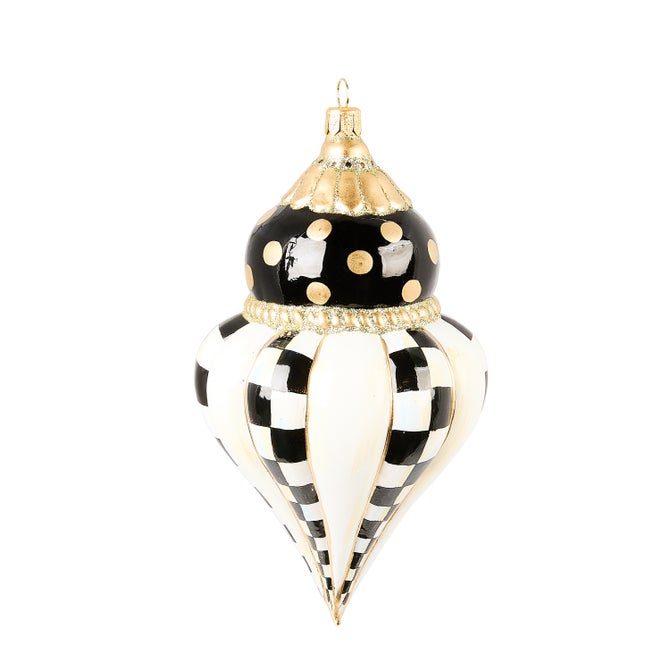 Courtly Noel Fluted Drop Glass Ornament