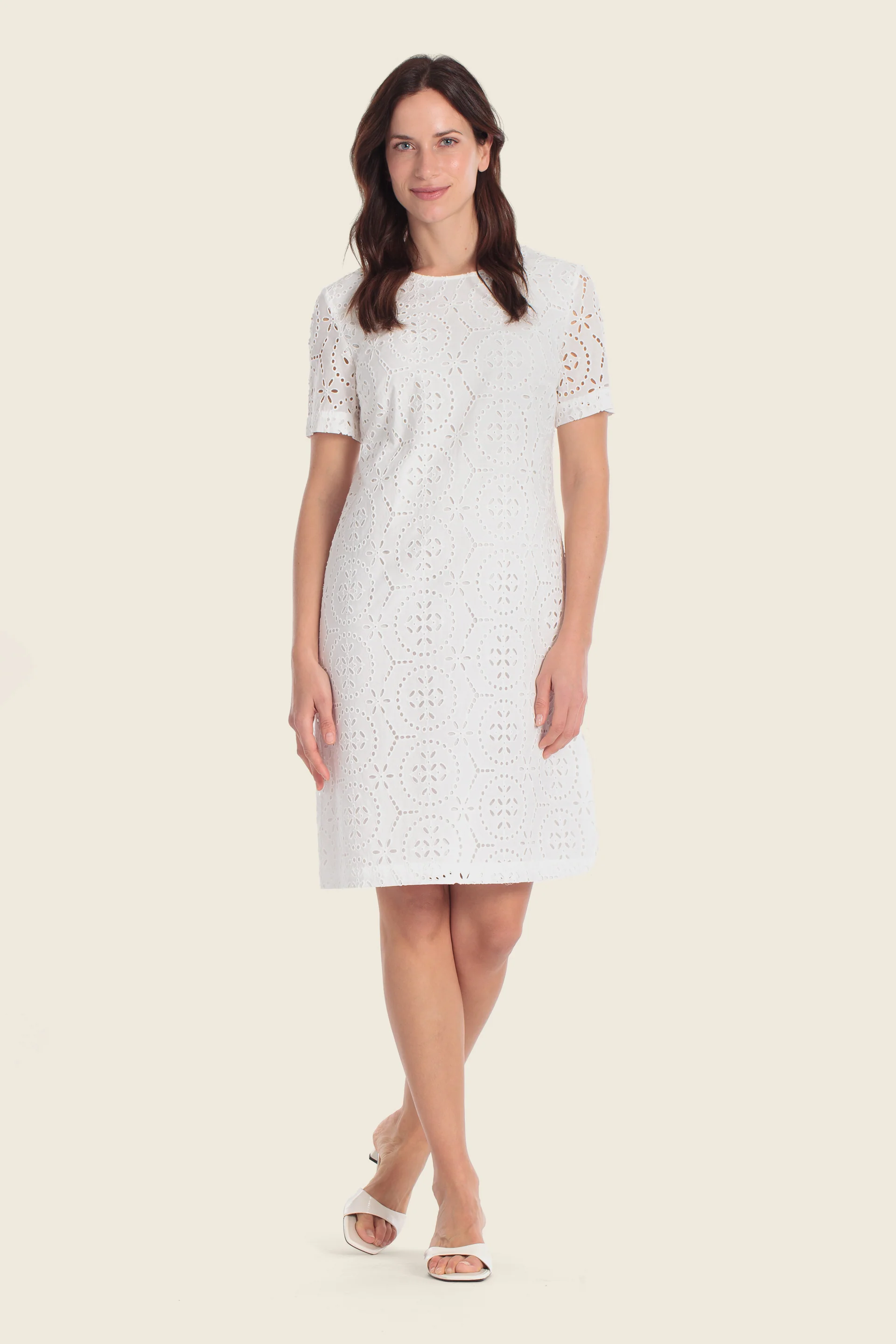 Midikleid aus strukturierter Baumwolle mit Reißverschluss hinten