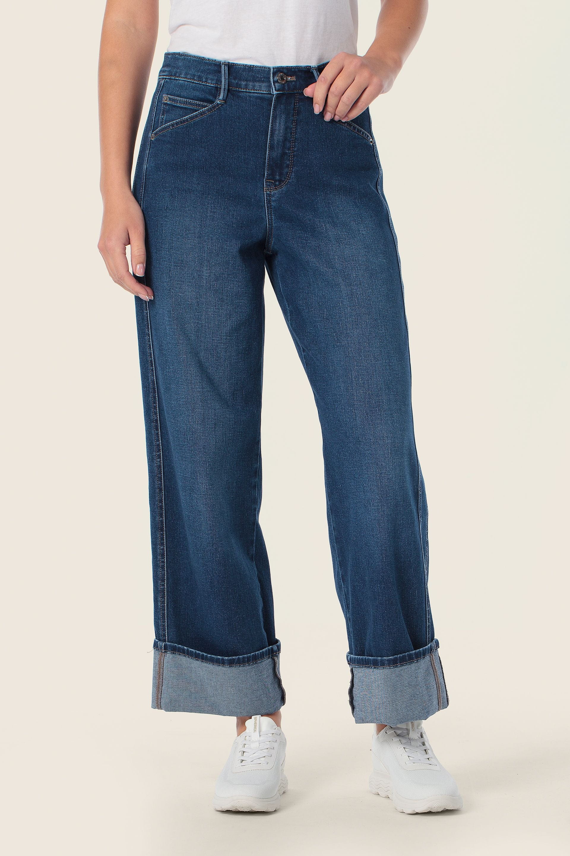 Wide Leg Jeans weiche Waschung