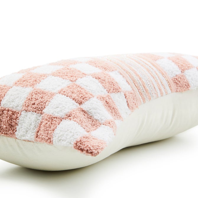 Pink Check Bow Throw Pillow