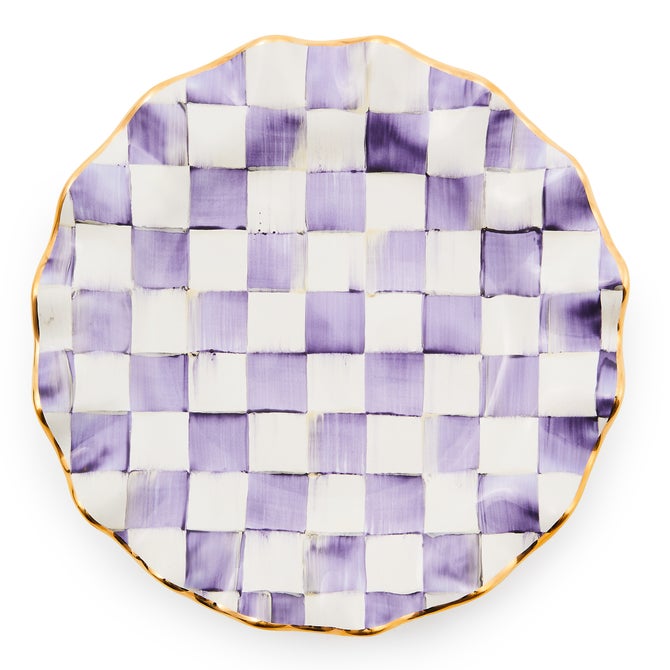 Plum Check Ceramic Fluted Dinner Plate