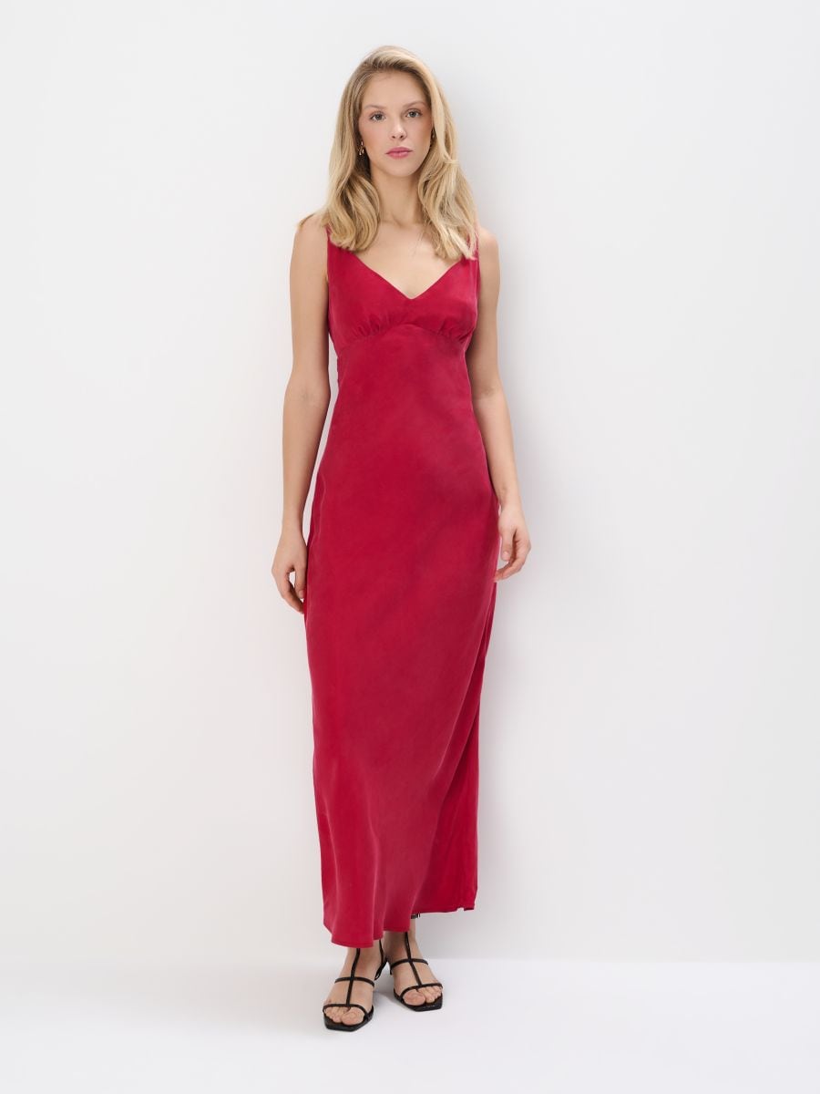 Sukienka midi z cupro i wiskozy