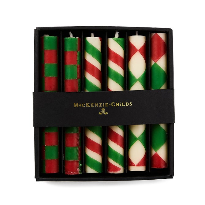 Mini Red & Green Dinner Candles, Set of 6