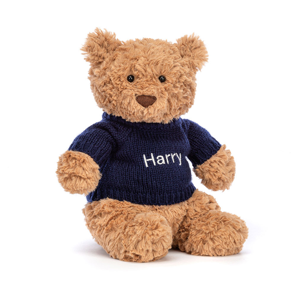 Bartholomew Bear With Personalised Navy Jumper