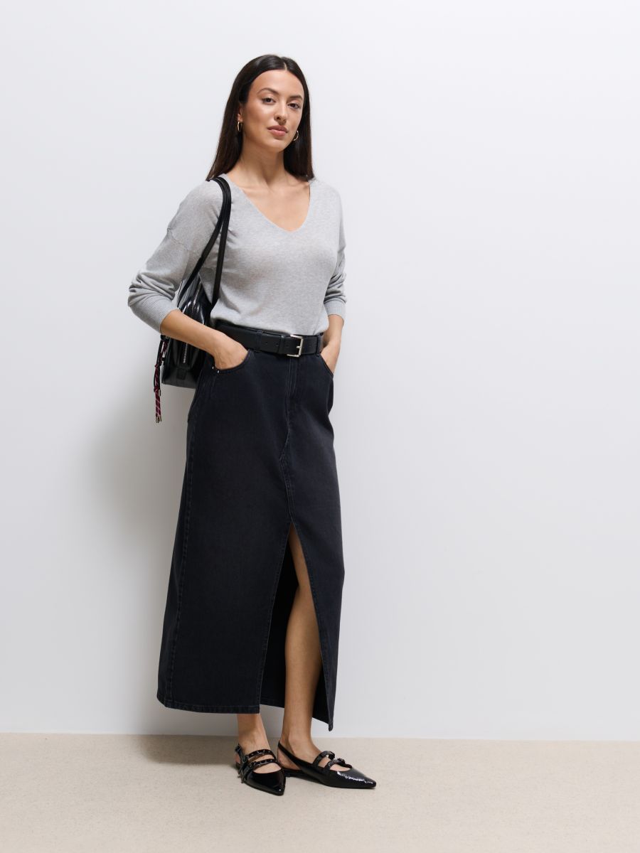 Szary sweter z bawełny i lyocellu