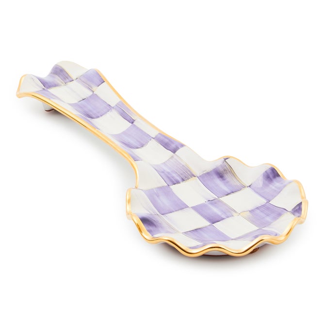 Plum Check Ceramic Spoon Rest