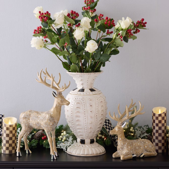 Farmhouse Holiday Block Print Deer, Set of 2