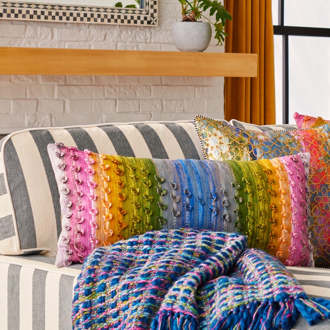 Marquee Grey Stripe 2-Piece Left Arm Chaise Sectional