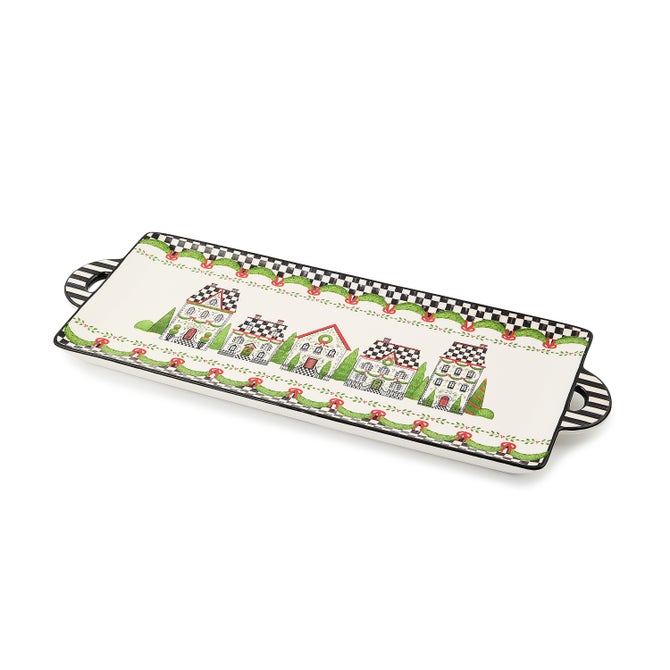 Holly Village Ceramic Rectangular Platter