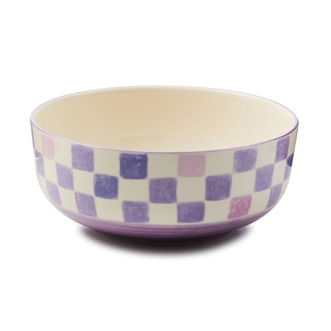 Lilac Check Serving Bowl