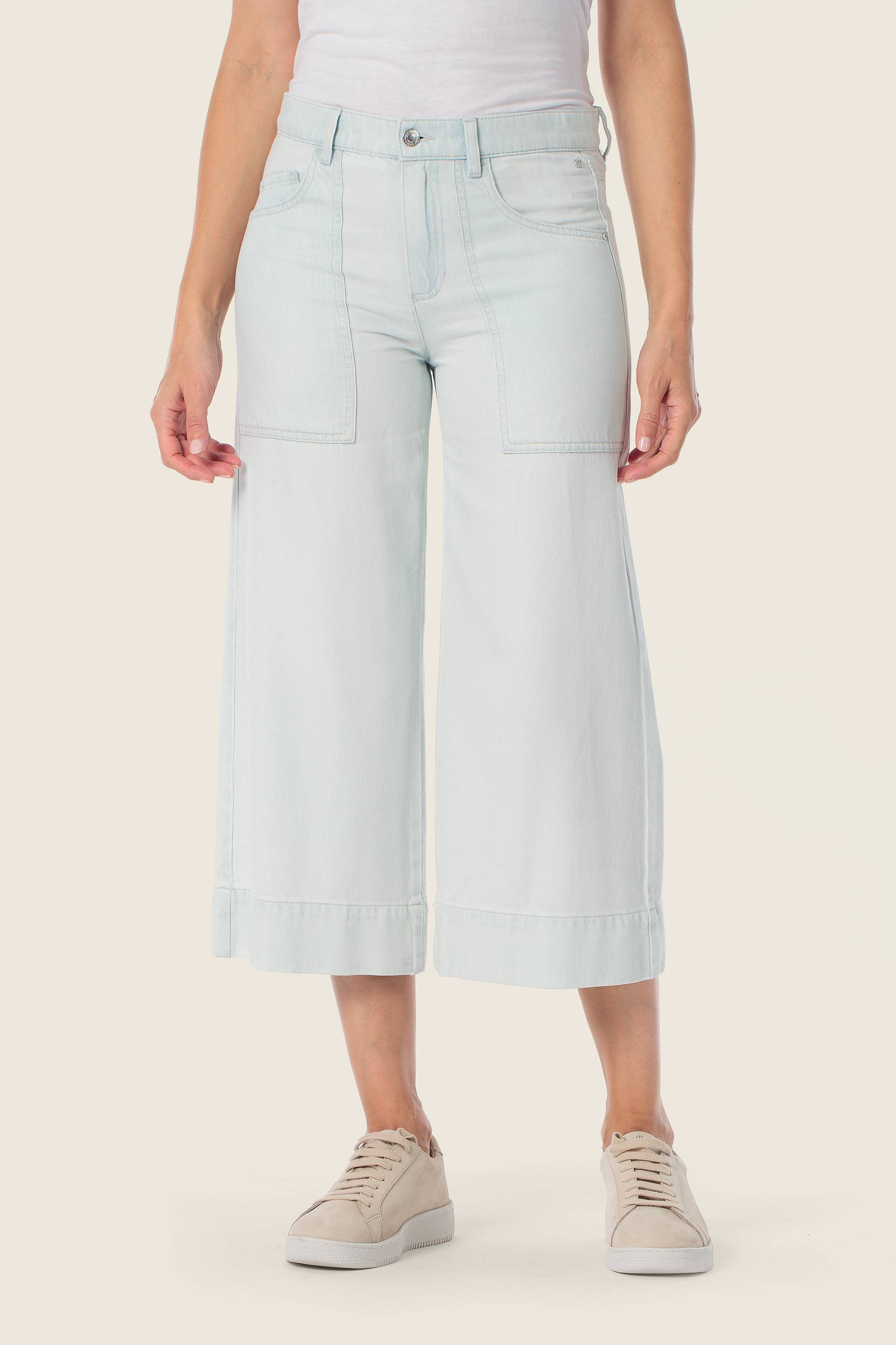 Culotte-Jeans mit aufgesetzten Taschen