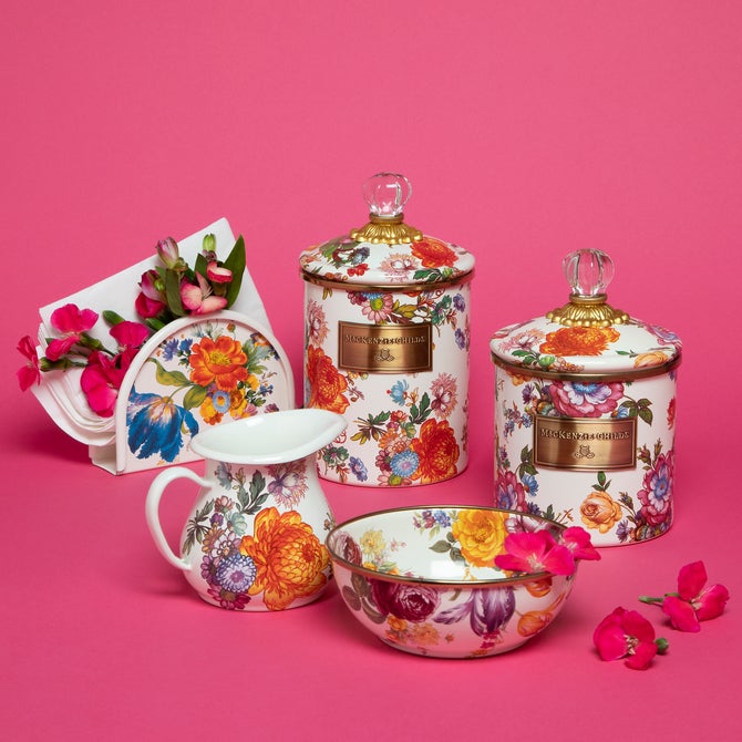 White Flower Market Napkin Holder