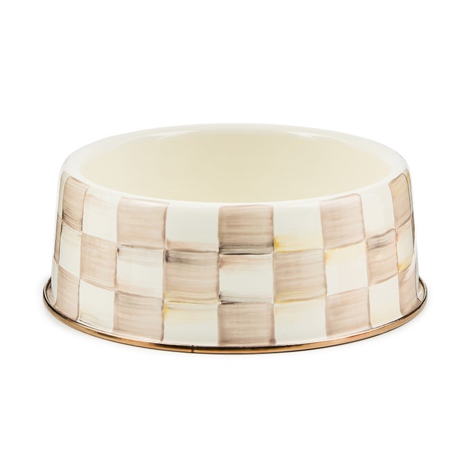 Mocha Check Large Pet Dish