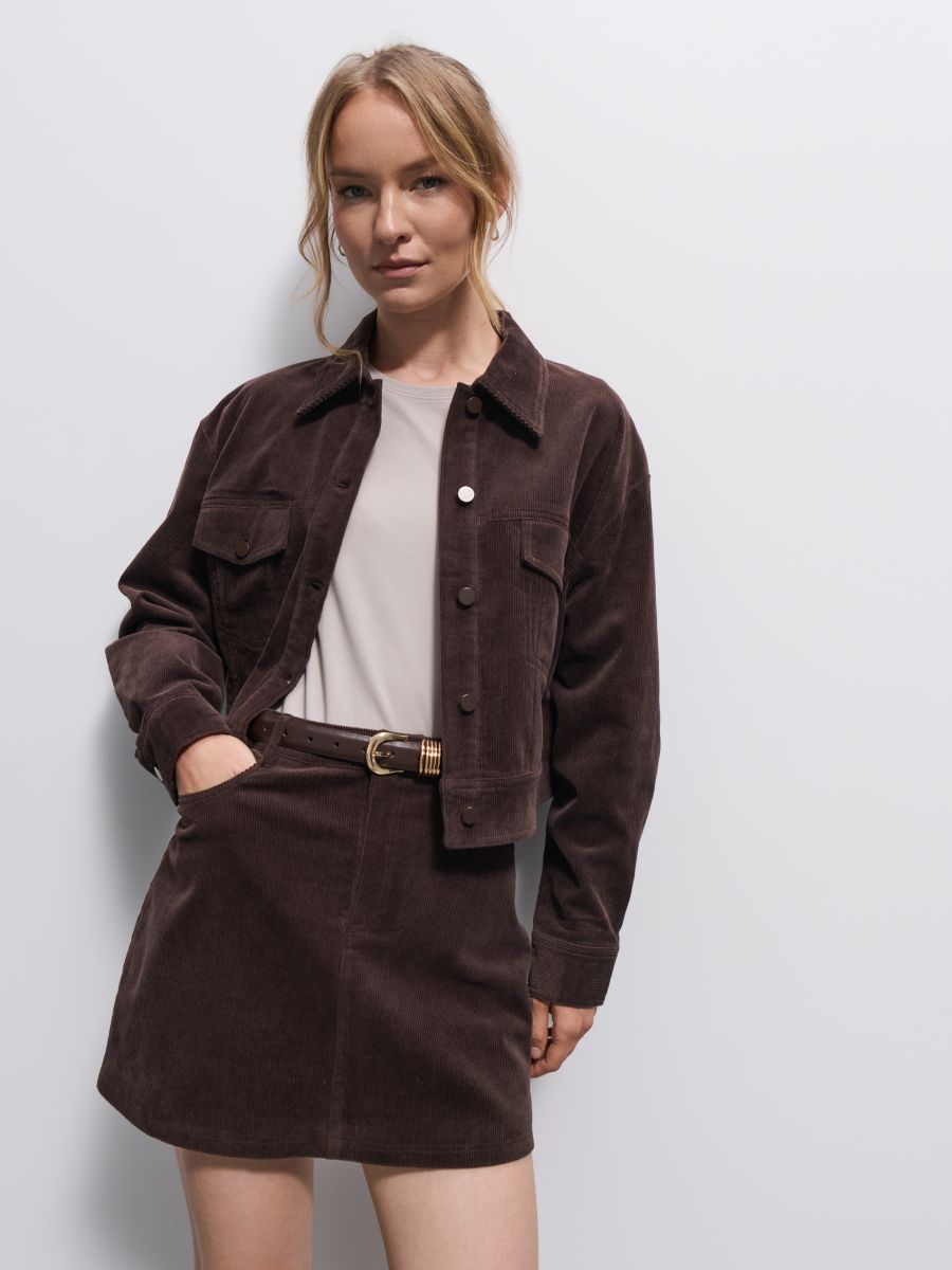 Sztruksowa błękitna spódnica mini