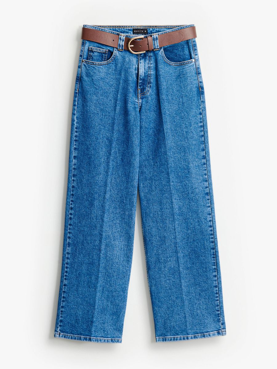 Jeansy wide leg z paskiem