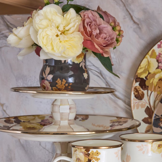 Wild Rose White Small Pedestal Platter