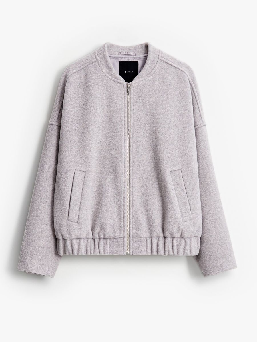 Szara kurtka z wełną