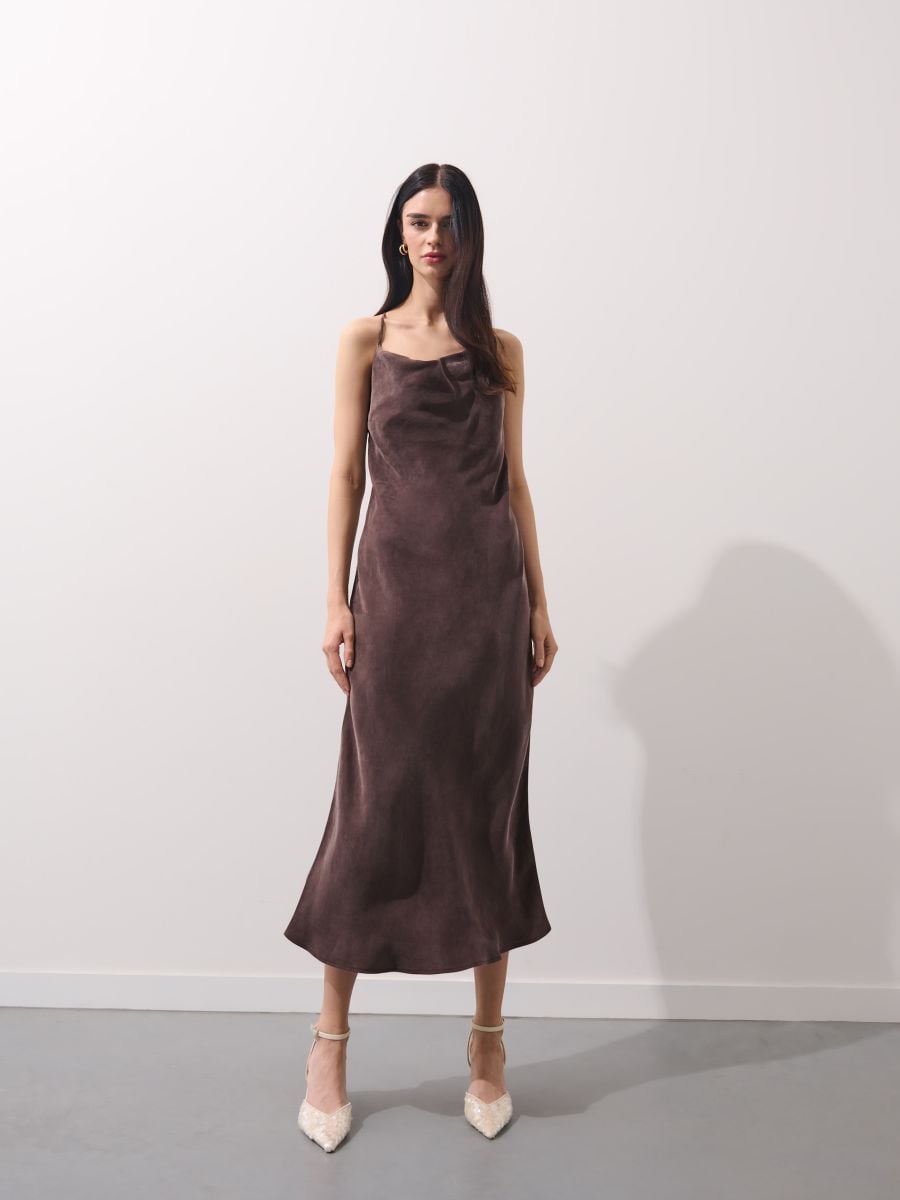 Sukienka maxi z cupro i wiskozy