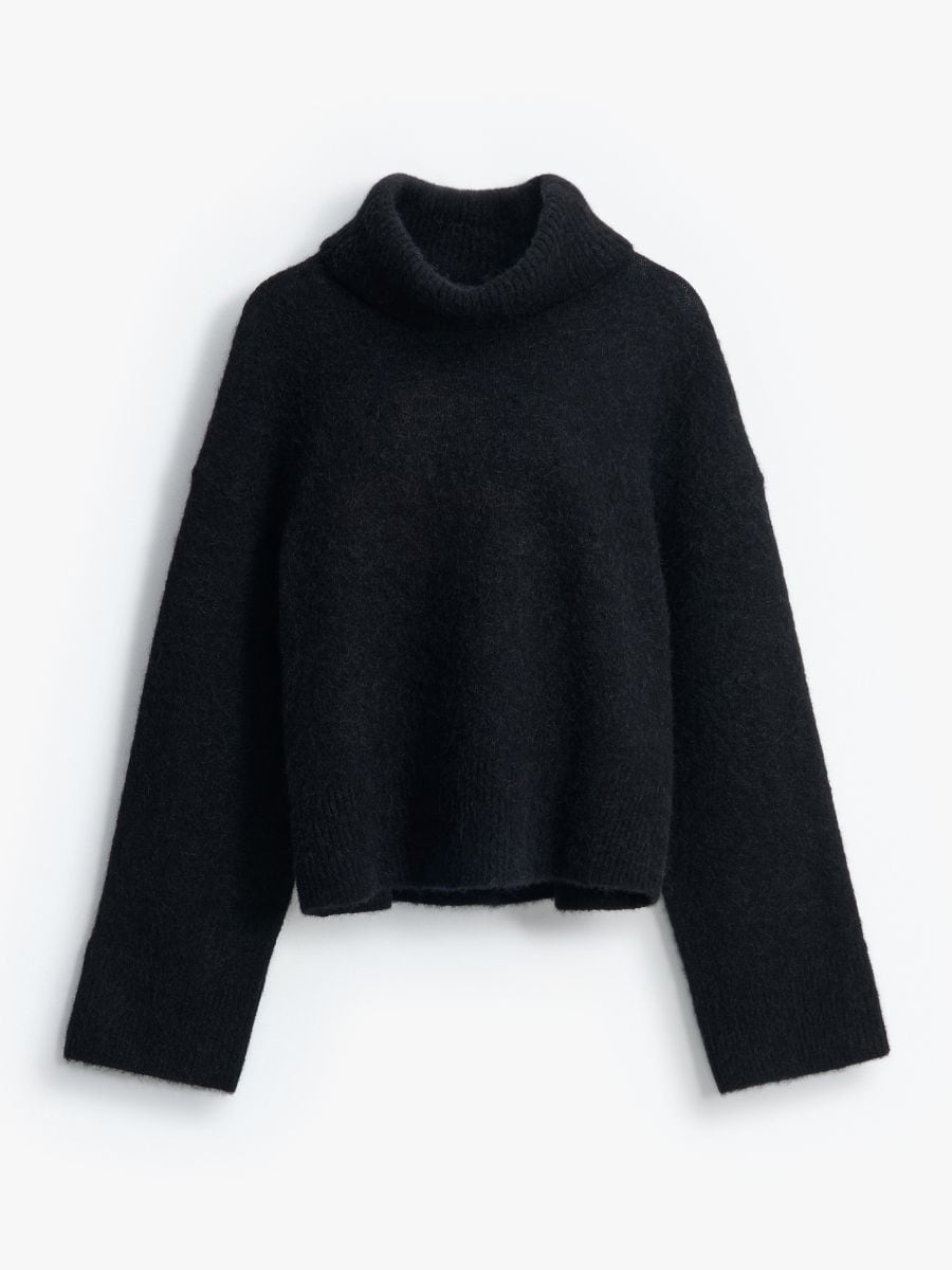 Czarny sweter z wełną alpaki