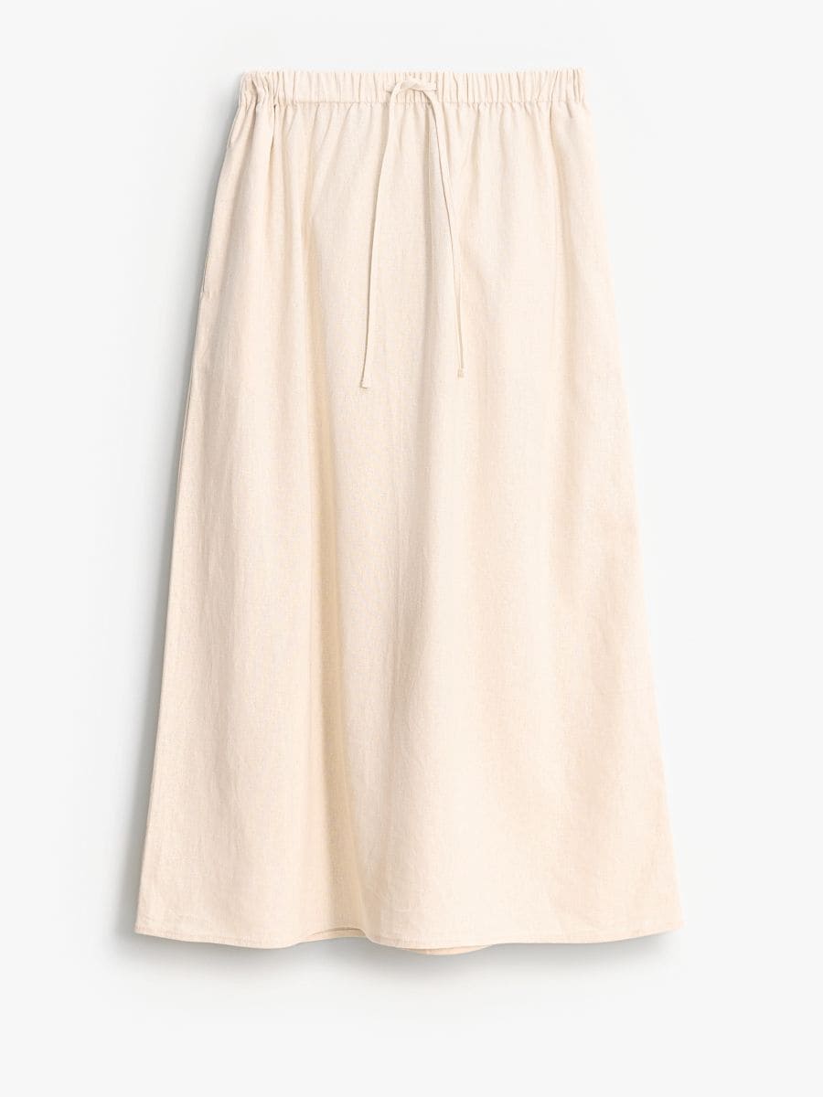 Spódnica midi z wiskozy i lnu