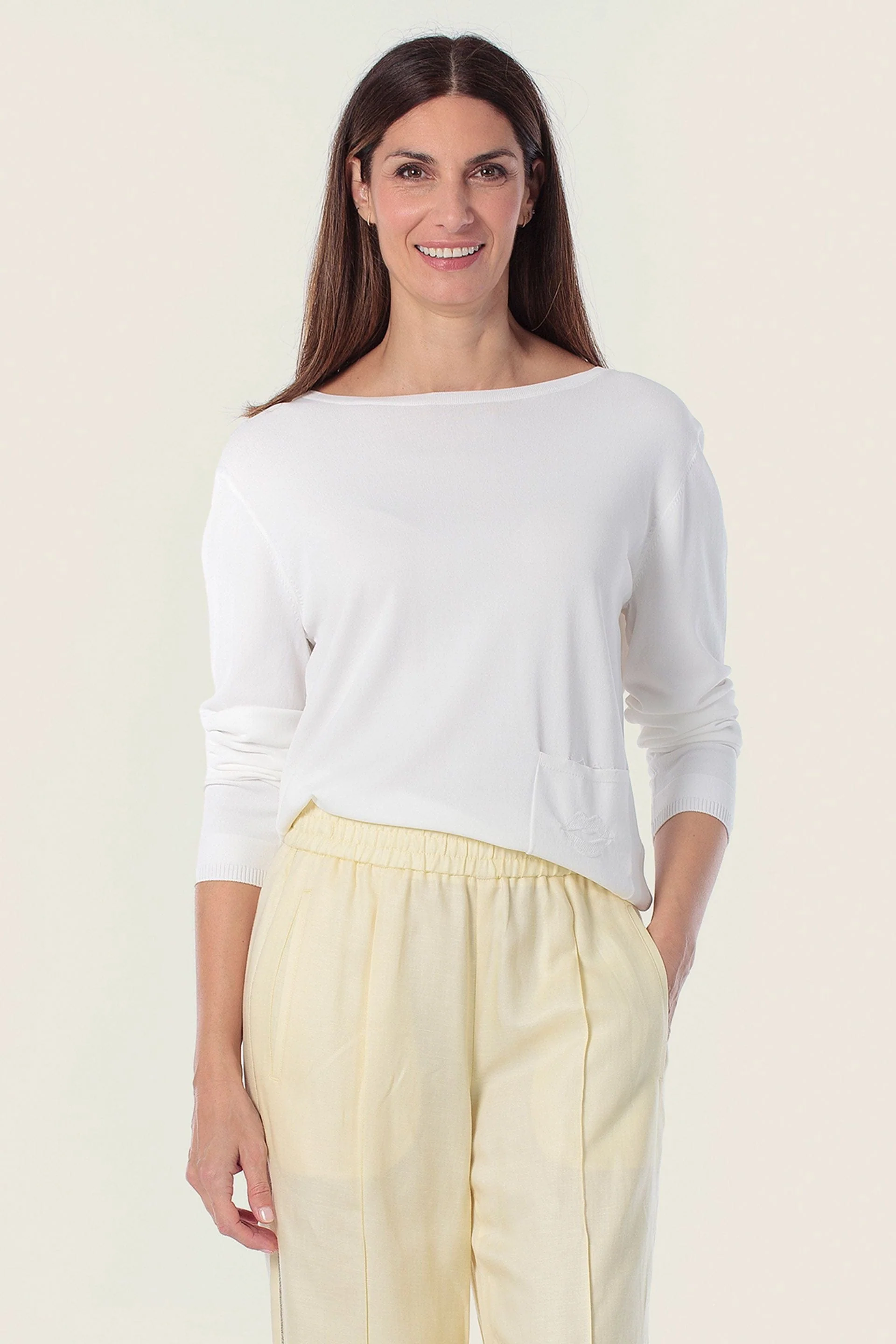 Feinstrickpullover mit aufgesetzter Tasche