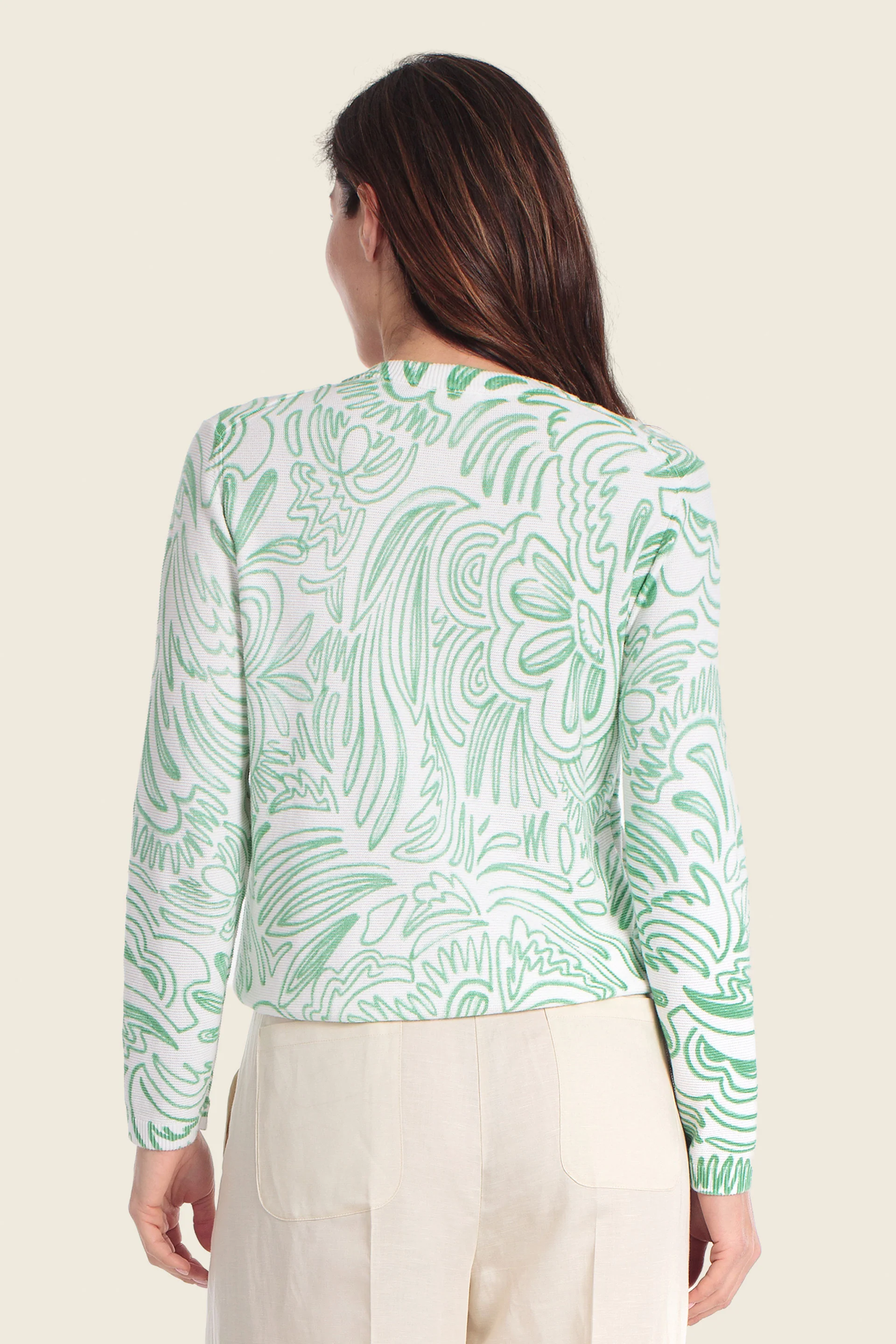 Bedruckte Strickjacke mit kunstvollem Blumenmuster