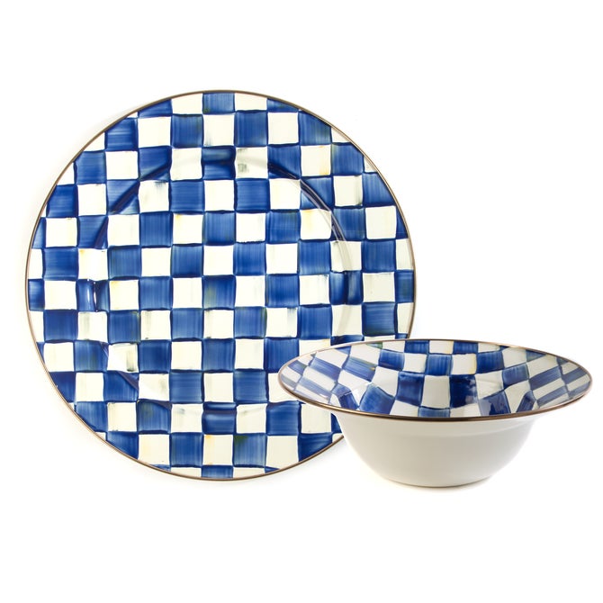 Royal Check Serving Platter & Bowl Set