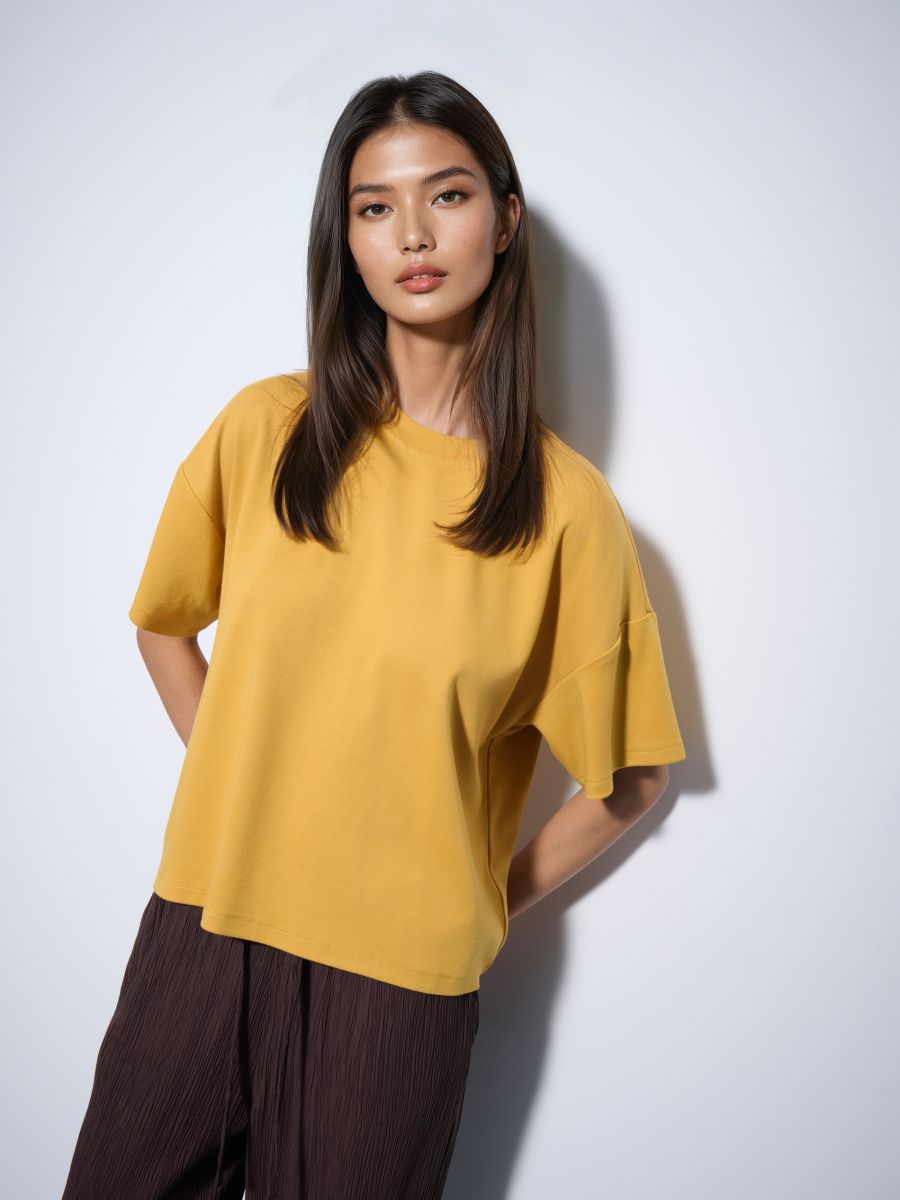 Musztardowy t-shirt basic